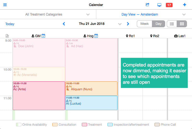 dimmed calendar