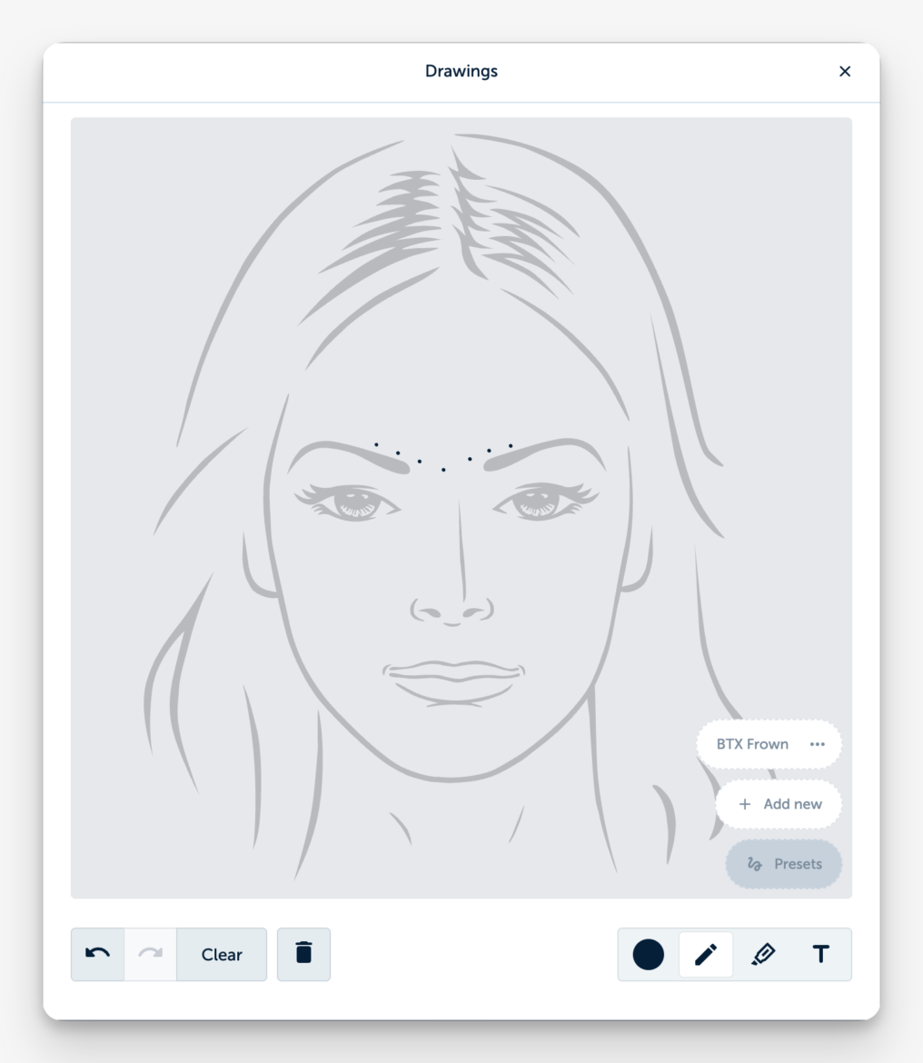 new drawing tool with highlighter and presets in Clinicminds records